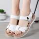 Velcro Closure Open Toe Bottom Flat Women Sandals - White |image