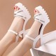 Fish Mouth Platform Buckle Strap Bohemian Women Heels - White |image