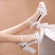 Fish Mouth Platform Buckle Strap Bohemian Women Heels - White |image