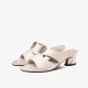 Korean Style Open Toe Hollow Thick Women Heels - Cream |image