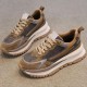 Round Toe Lace Up Chunky Heel Women Sneakers Brown