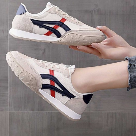 Showing image for Canvas Breathable Lace Up Stripes Women Sneakers - Blue Canvas Breathable Lace Up Stripes Women Sneakers -Blue |image