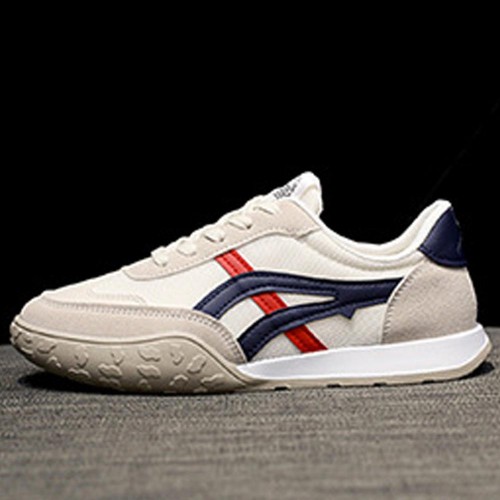 Canvas Breathable Lace Up Stripes Women Sneakers -Blue |image