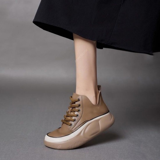 Short Thick Bottom Water Proof Women Casual Sneakers Brown |image