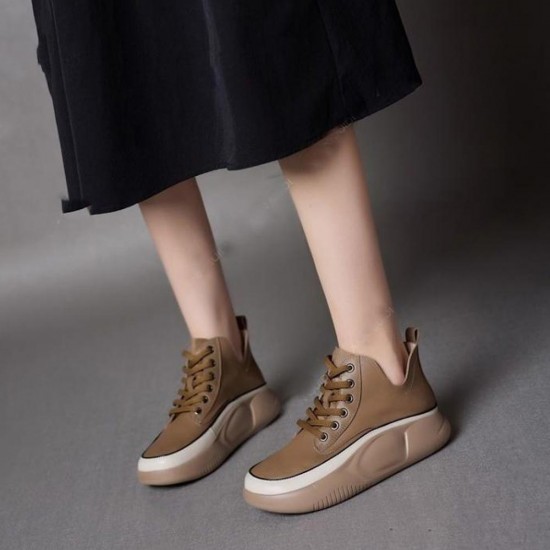 Short Thick Bottom Water Proof Women Casual Sneakers Brown |image