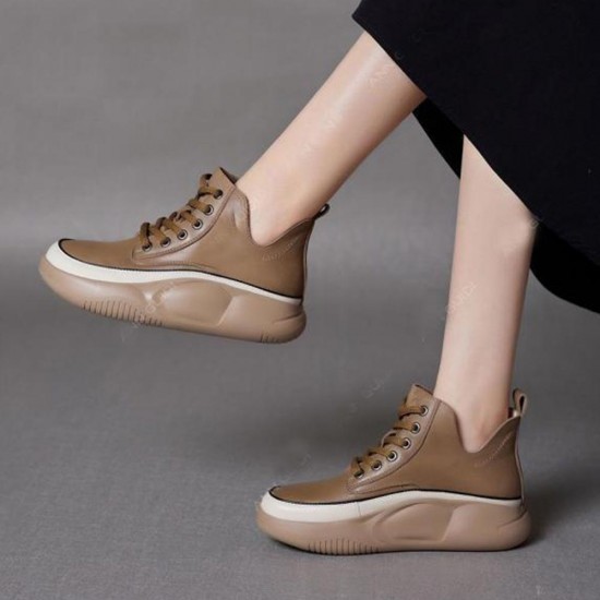 Short Thick Bottom Water Proof Women Casual Sneakers Brown |image