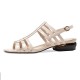 Rome Style Patent Leather hollow out Straped Low Heel Sandals - Cream |image