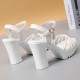 Platform Peep Toe Ankle Straps Hollow High Heel Sandals - White |image