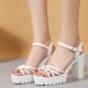 Platform Peep Toe Ankle Straps Hollow High Heel Sandals - White |image