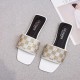 Luxury Rhinestone Checked Flip Flop Flat Heel Slippers - White |image