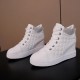 Rhinestone Decorated Style High Top Comfortable Women Sneakers - White |image