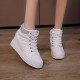 Rhinestone Decorated Style High Top Comfortable Women Sneakers - White |image