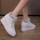 Rhinestone Decorated Style High Top Comfortable Women Sneakers - White |image