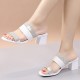 Rhinestone Open Toe Stripes Women Slipper Sandals - White |image