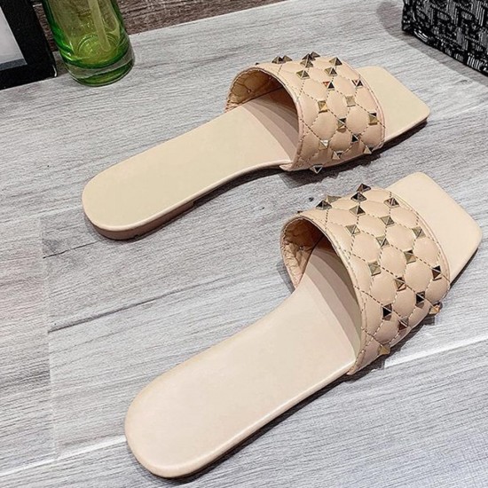 Showing image for Comfortable Flat Bottom Square Toe Rhombus Slippers - Brown Comfortable Flat Bottom Square Toe Rhombus Slippers - Brown |image