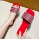 Cross Border Rhinestone Square Head Flat Bottom Slippers - Red |image