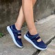 Round Toe Shallow Mouth Velcro Flat Casual Shoes - Blue