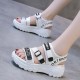 Velcro Thick Soled Strappy Open Toe Sports Sandals - White