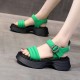 Buckle Closure Strappy Open Toe Muffin Sandals - Green