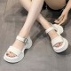 Buckle Closure Strappy Open Toe Muffin Sandals - Cream |image