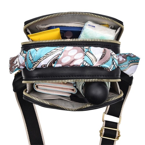 Trendy Rhombus Portable Square Messenger Women Shoulder bag - Black |image