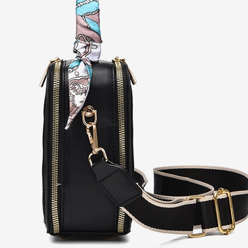 Trendy Rhombus Portable Square Messenger Women Shoulder bag - Black |image