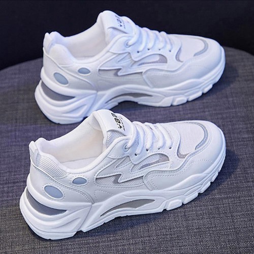 Hollow Out Mesh Breathable Lace up Women Sneakers - White |image