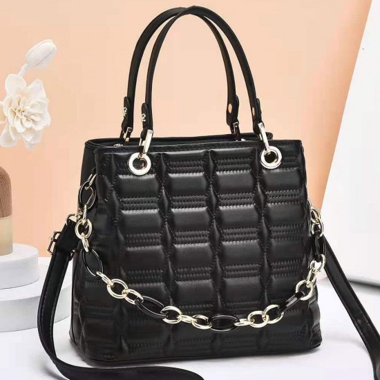 Showing image for Luxury Diagonal Rhombus Embossed Women Tote Hand Bag - Black Luxury Diagonal Rhombus Embossed Women Tote Hand Bag - Black |image
