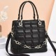 Luxury Diagonal Rhombus Embossed Women Tote Hand Bag - Black