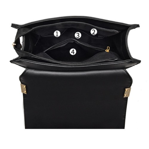 Luxury Lock Closures Rhombus Chain Women Shoulder Bag - Black |image
