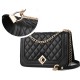 Luxury Lock Closures Rhombus Chain Women Shoulder Bag - Black |image
