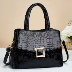 Versatile Stone Pattern Zipper Women Tote Handbag - Black