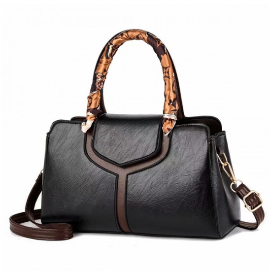 Retro Style Contrast Pillow Type Texture Women Shoulder Bag - Black |image