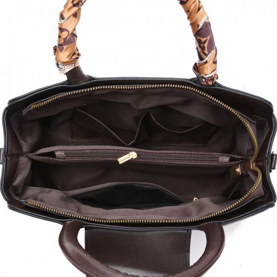 Retro Style Contrast Pillow Type Texture Women Shoulder Bag - Black |image