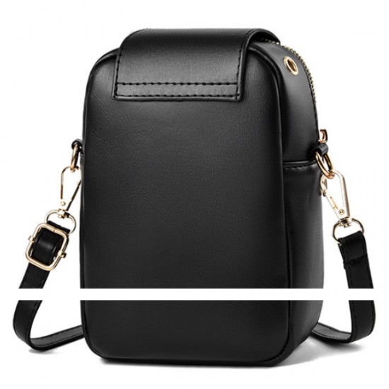 Embossed Geometric Pattern Mickey Mouse Women Shoulder Bag - Black |image