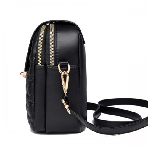 Embossed Geometric Pattern Mickey Mouse Women Shoulder Bag - Black |image