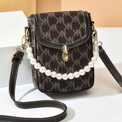 Pearl Women's Fashion Flip Cellphone Case Mini Shoulder Bag - Dark Blue