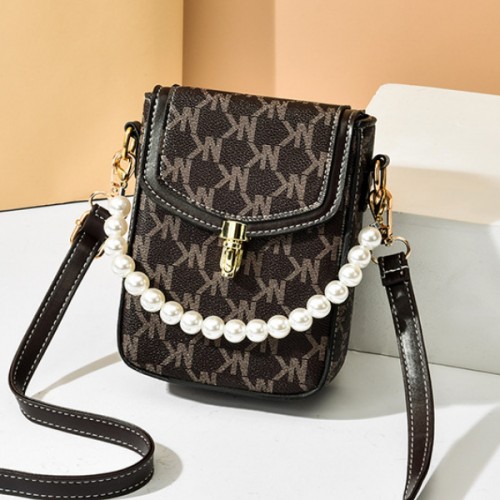 Pearl Women's Fashion Flip Cellphone Case Mini Shoulder Bag - Dark Blue |image