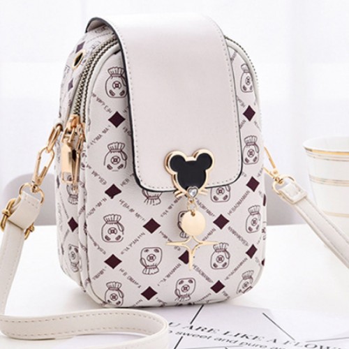 Micky Mouse Multi-Layer Adjustable Strap Square Shoulder Bag - White |image