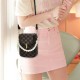 Letter Printed Pearl Chain Cellphone Flip Square Mini Shoulder Bag - Black |image