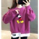 Trendy Mickey Mouse Printing Round Neck Sweater Tops - Pink