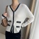 Cardigan Style Soft Waxy Button Closure Women Sweater - White |image