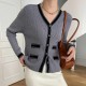 Cardigan Style Soft Waxy Button Closure Women Sweater - Grey |image