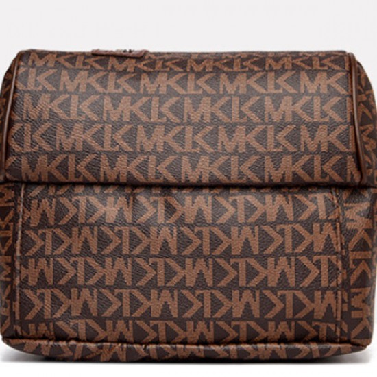 Soft Handle Multi Pockets MK Letter Printed Women Backpack - Dark Blue |image