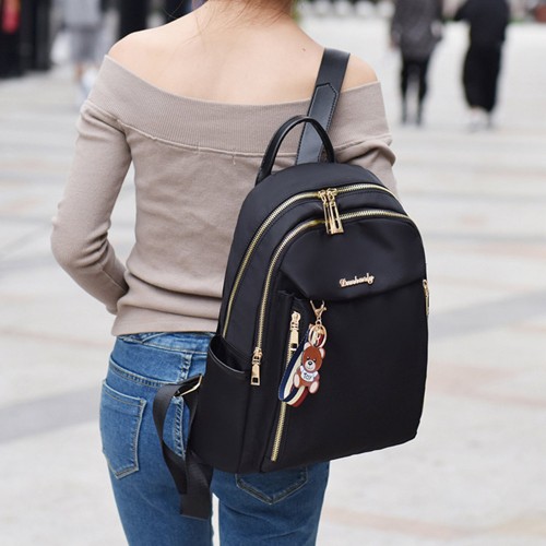 Trendy Micky Mouse Waterproof Women Travel Backpack - Black |image