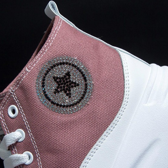 High-top Wedges Lightweight Lace Up Jogging Sneakers - Pink |image