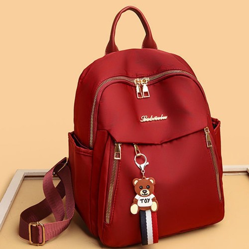 Trendy Micky Mouse Waterproof Women Travel Backpack - Red |image