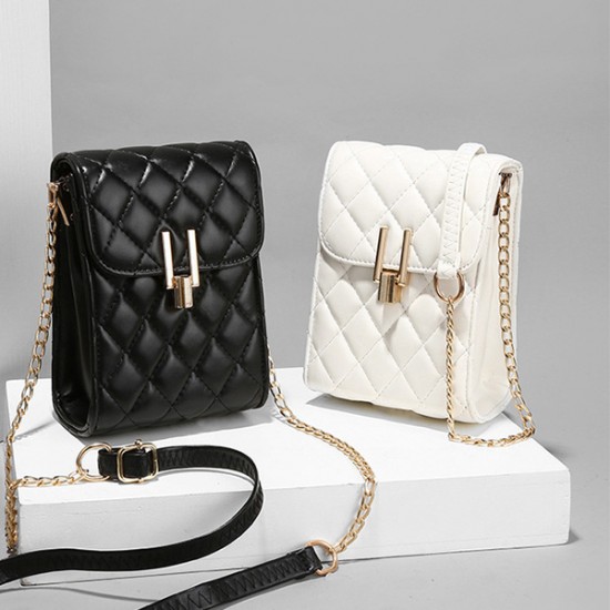 Trendy Embossed Rhombus Flip Women Square Mini Shoulder Bag - White |image
