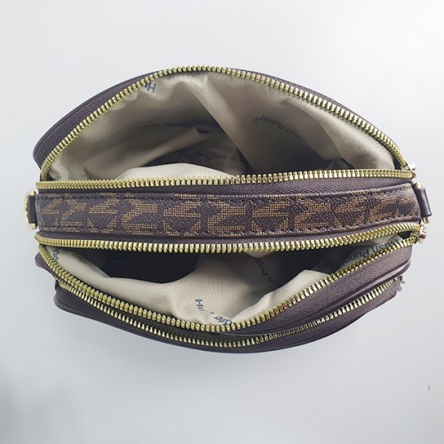 Luxury Letter Printed Diagonal Round Shoulder Bag - Chocolate |image