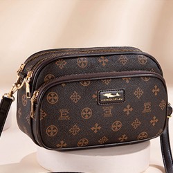 Luxury Floral Diagonal Mini Round Shoulder Bag - Dark Brown